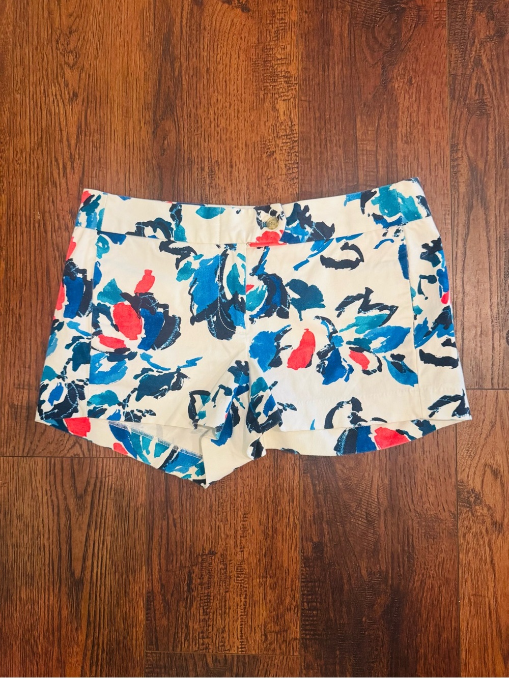 JCrew Floral Print Women’s Shorts in White, Blue & Coral
